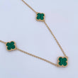 Cadena Espiga Trebol 9.4gr / 45.3cm-47.4cm / 1.3mm Malaquita Verde Oro Amarillo 18K $