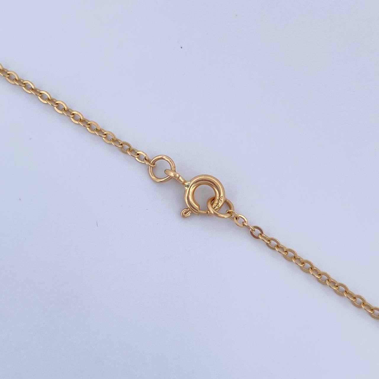 Cadena Espiga Trebol 3.8gr / 42.6cm-46.4cm / 1.3mm Turqueza Oro Amarillo 18K $
