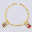 Tobillera Militar Escapulario Diamantado 23.03g / 10 3/4 in / 5mm Oro Amarillo 18K  Nac,Esp