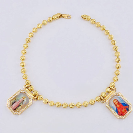 Military Ankle Bracelet Diamond Cut 23.03g / 10 3/4 in / 5mm Yellow Gold 18K Nac,Esp