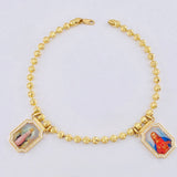 Tobillera Militar Escapulario Diamantado 23.03g / 10 3/4 in / 5mm Oro Amarillo 18K  Nac,Esp