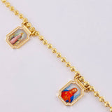 Tobillera Militar Escapulario Diamantado 23.03g / 10 3/4 in / 5mm Oro Amarillo 18K  Nac,Esp