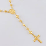 Rosary Rosary Miraculous Virgin Cross Christ Bead Plain 11.85g / 23 1/2 in / 5.6mm Yellow Gold 18K