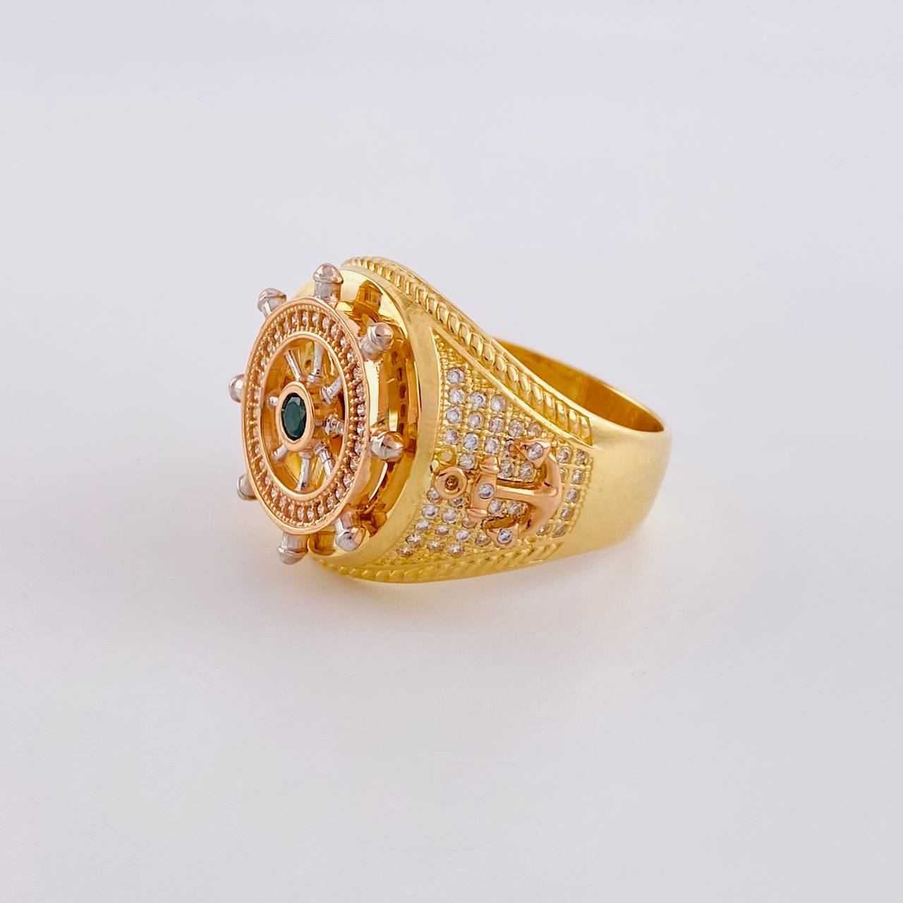 Anillo Timón Móvil 13.55g / T11 Tres Oros 18K