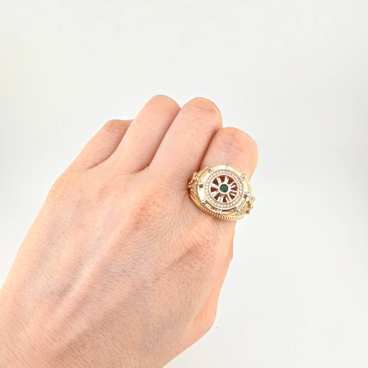 Anillo Timón Móvil 13.55g / T11 Tres Oros 18K