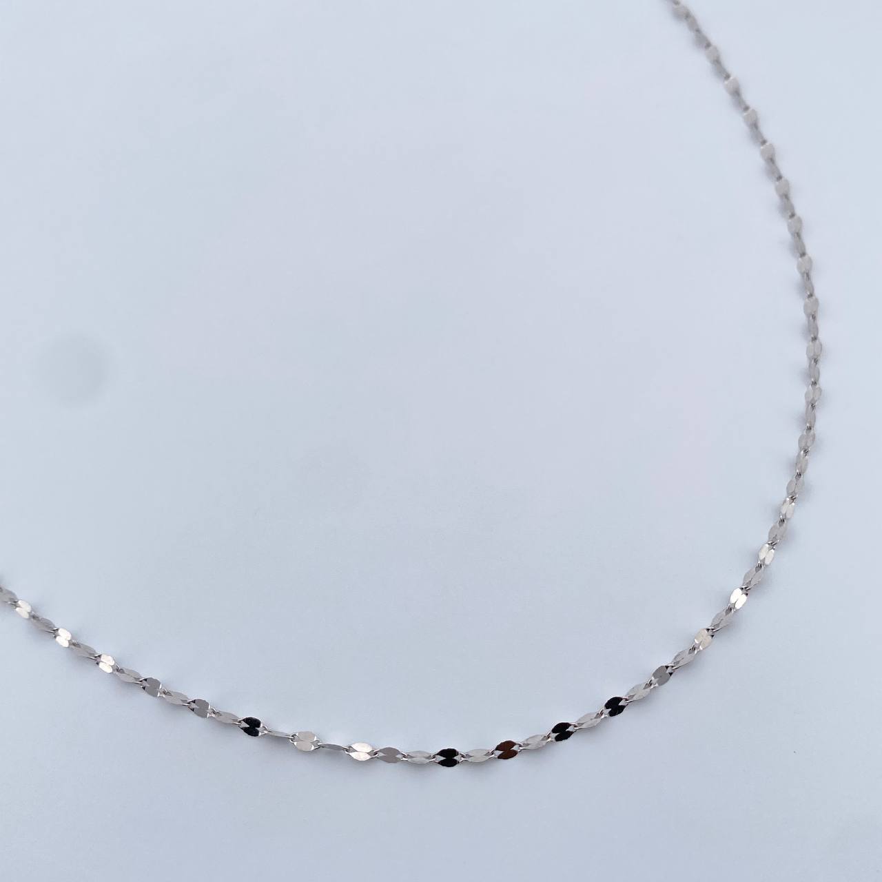 Cadena Flor Espejo 1.1gr / 50cm / 1.8mm Oro Blanco +3 18K &