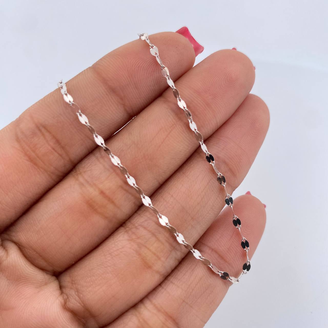 Cadena Flor Espejo 1.1gr / 50cm / 1.8mm Oro Blanco +3 18K &