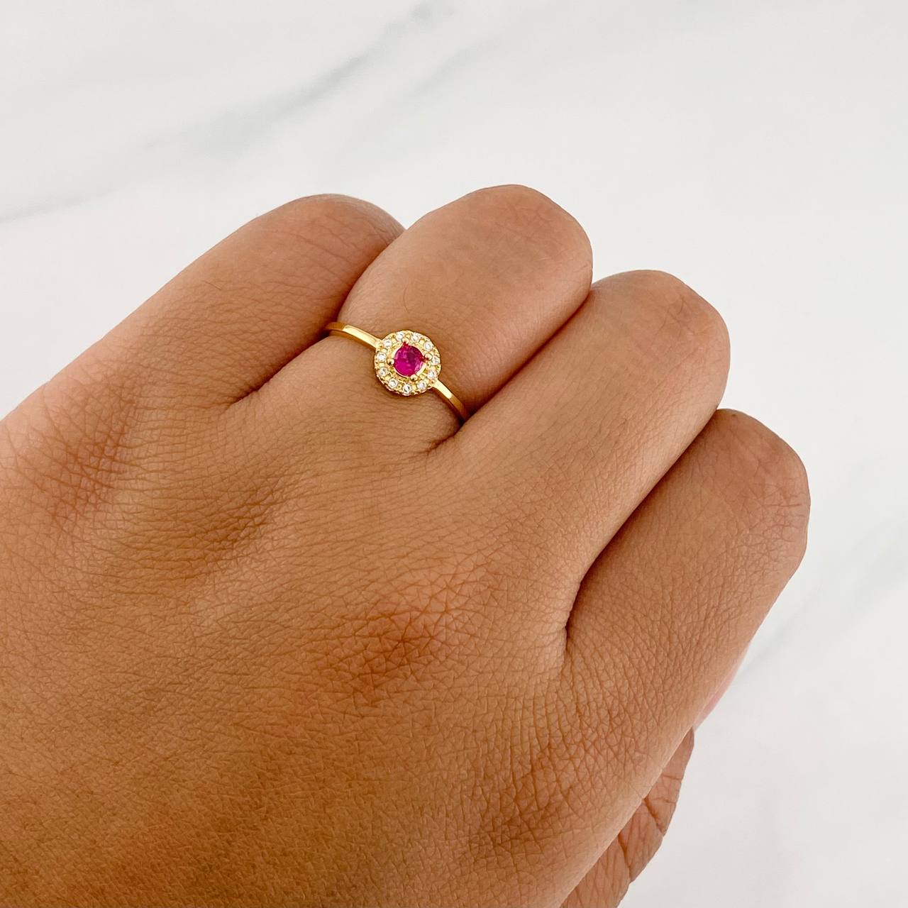Anillo Halo Tupido 1.45g / T6 1/4 Oro Amarillo 18K