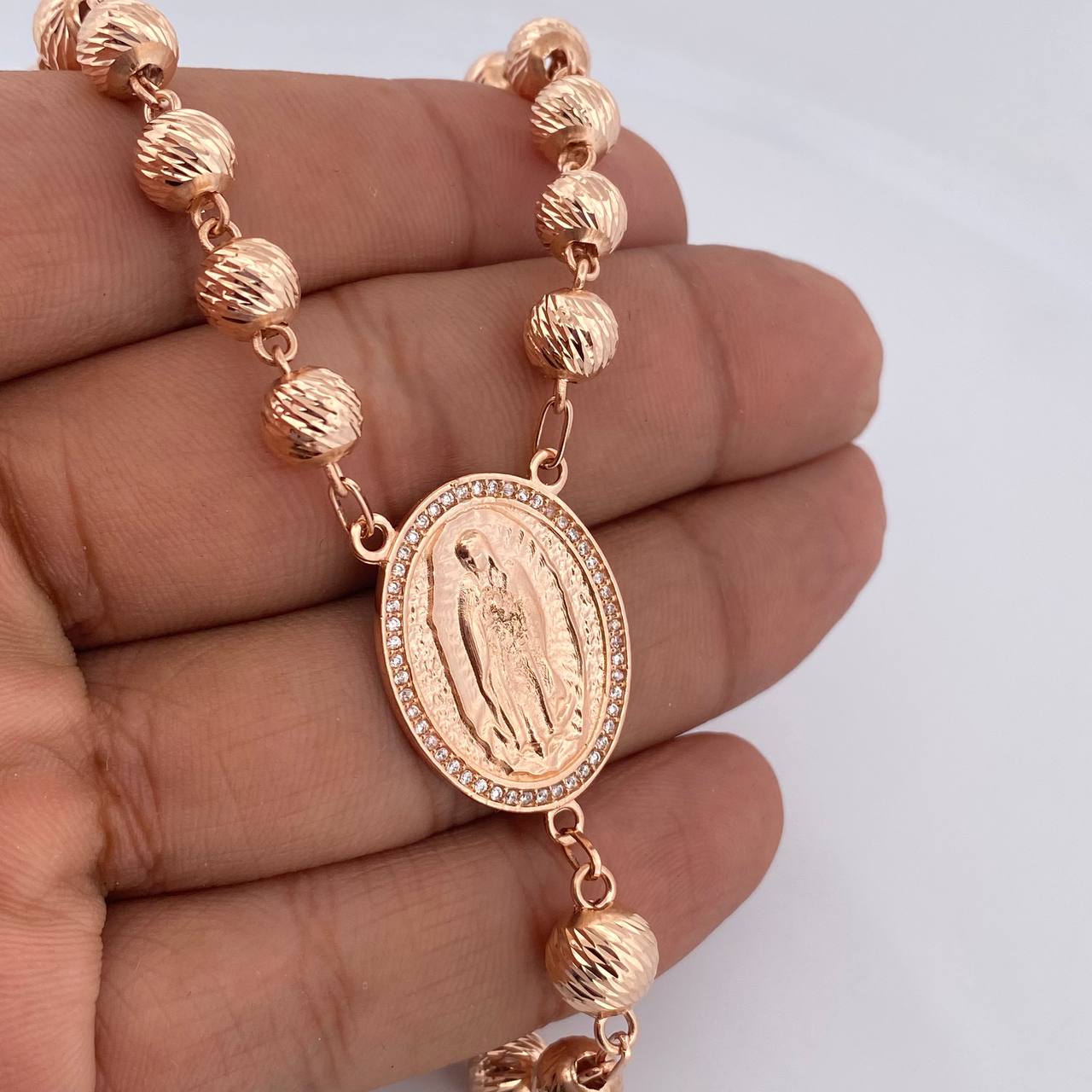 Miraculous Virgin Rosary Inri 28.4gr / 12.4in / 18K Gold &