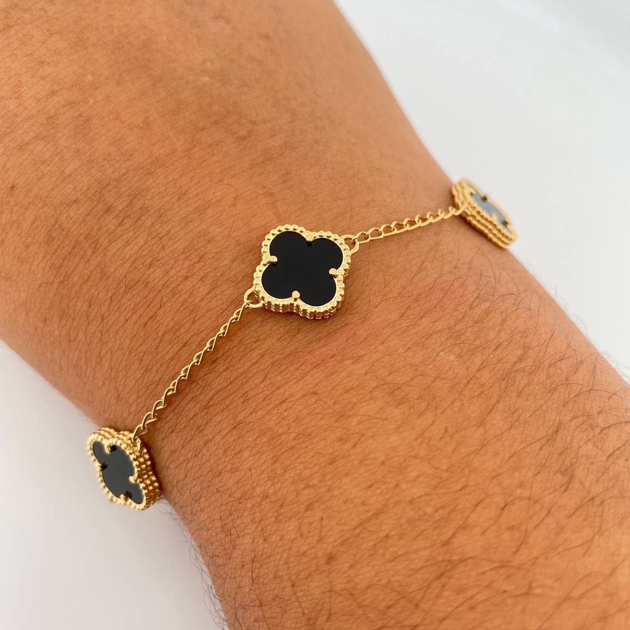 Bracelet Spike Clover 8.2gr / 20.5cm / 1.6mm Black Onyx Yellow Gold 18K $