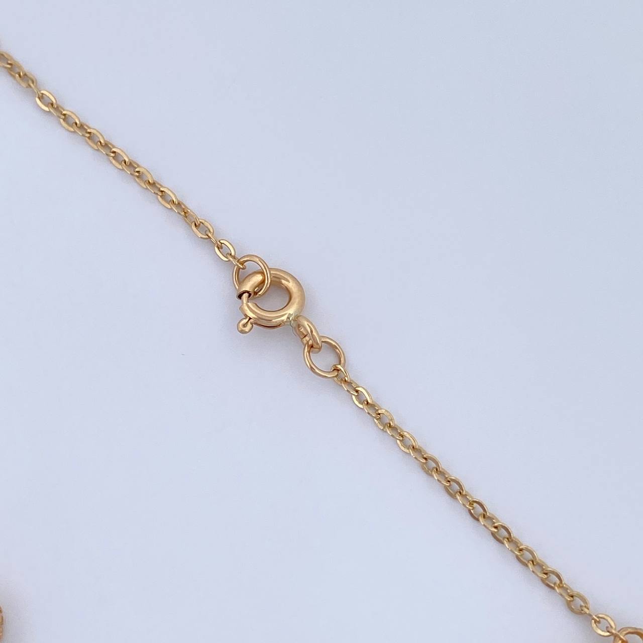 Pulso Aro Seguido Trebol 5.35gr / 15.5-16.7cm-19.8cm / 1.2mm Nacar Blanco Oro Amarillo 18K $