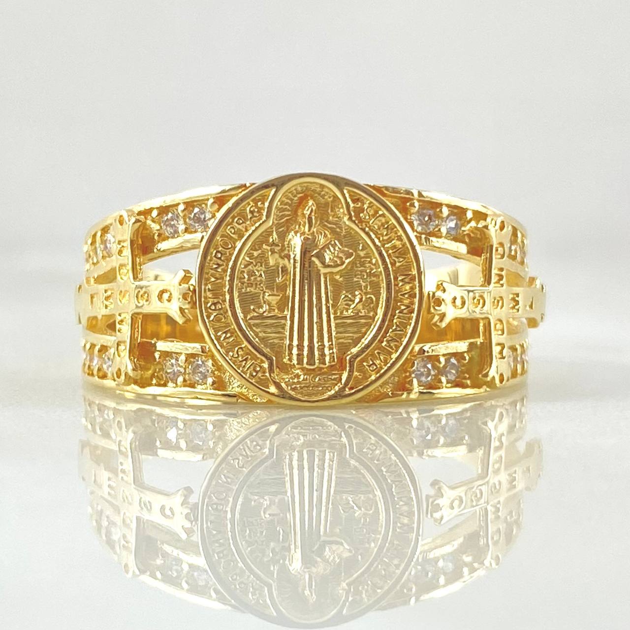 San Benito Ring Cold Crosses 5.8gr / Size 10 1/2 / 18K Gold ©