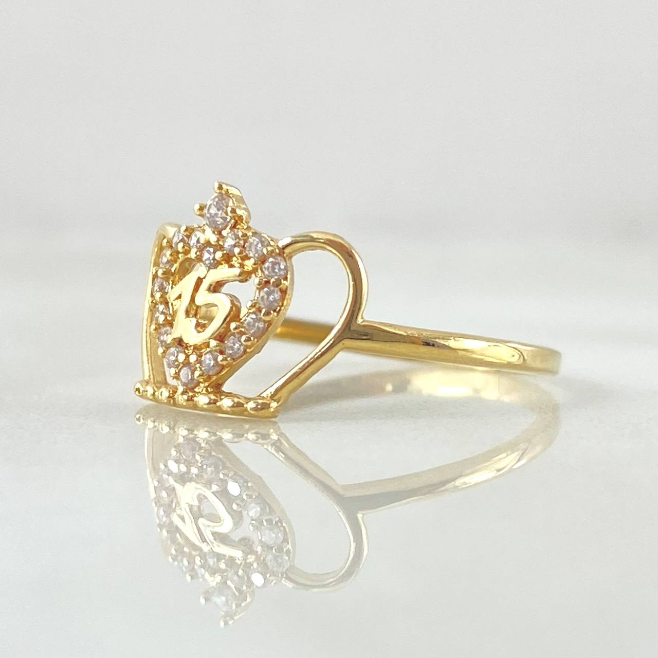 Crown Heart Ring 15´S 1.35gr / T7 / Yellow Gold 18K