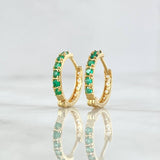 Candongas Carril Filigrana Esmeraldas 32pts 1.6gr / 1/2 in / Oro Amarillo 18K *