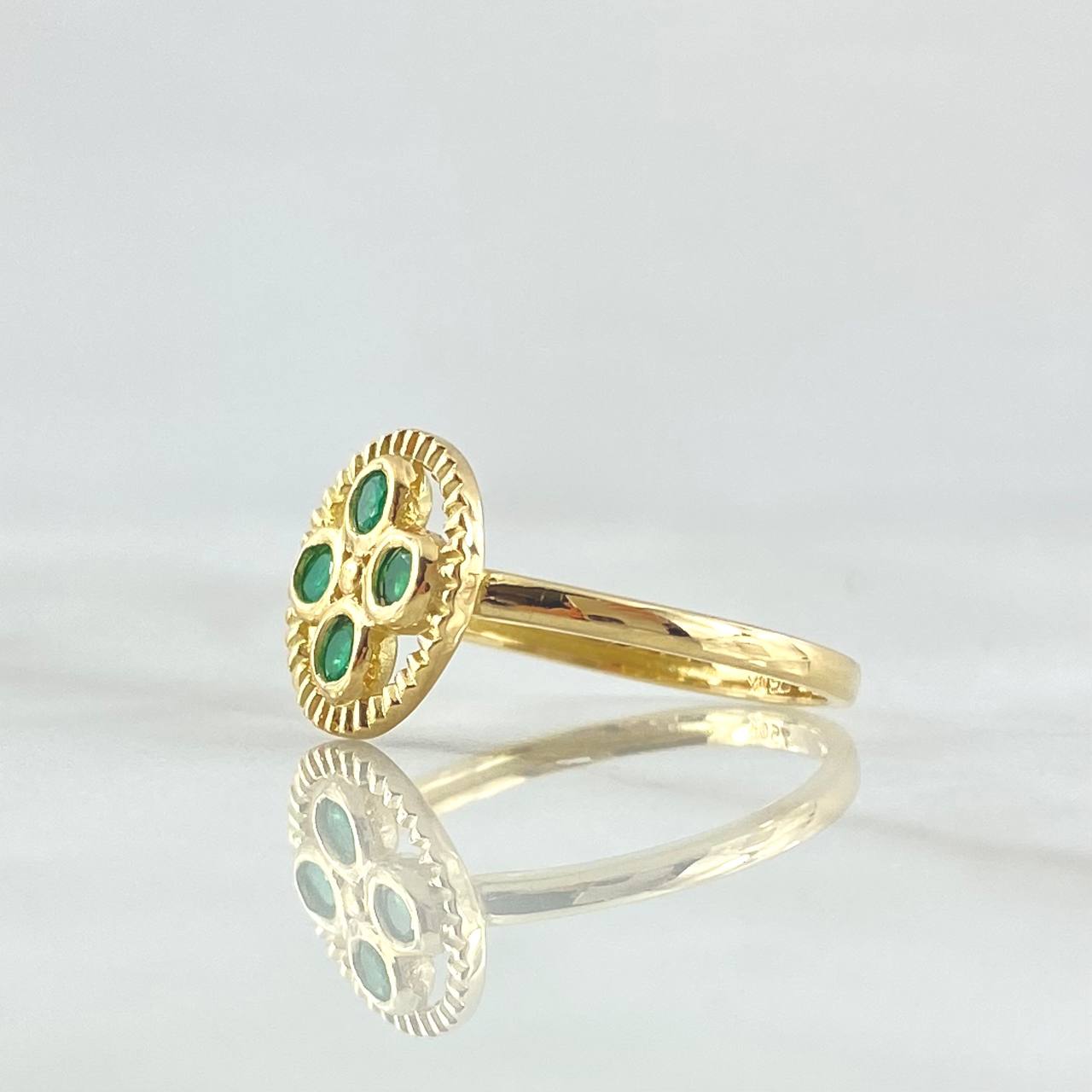Clove Ring Areado 2.6gr / Size 7 1/2 / 13 pts Emeralds 18K Yellow Gold (Jewel) *