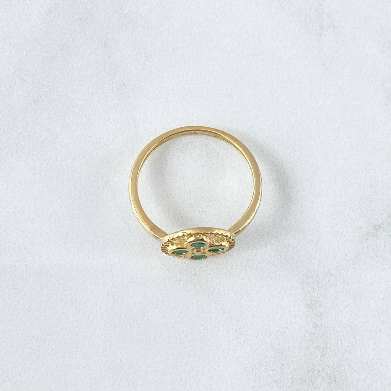 Clove Ring Areado 2.6gr / Size 7 1/2 / 13 pts Emeralds 18K Yellow Gold (Jewel) *