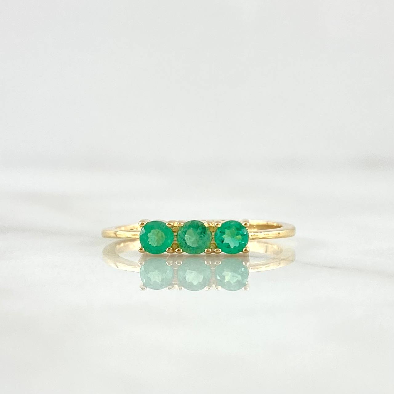 Horizontal Trio Ring 1.85gr / T6 1/2 / 36 pts Emeralds 18K Yellow Gold (Jewel) *