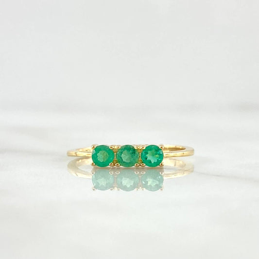 Horizontal Trio Ring 1.85gr / T6 1/2 / 36 pts Emeralds 18K Yellow Gold (Jewel) *