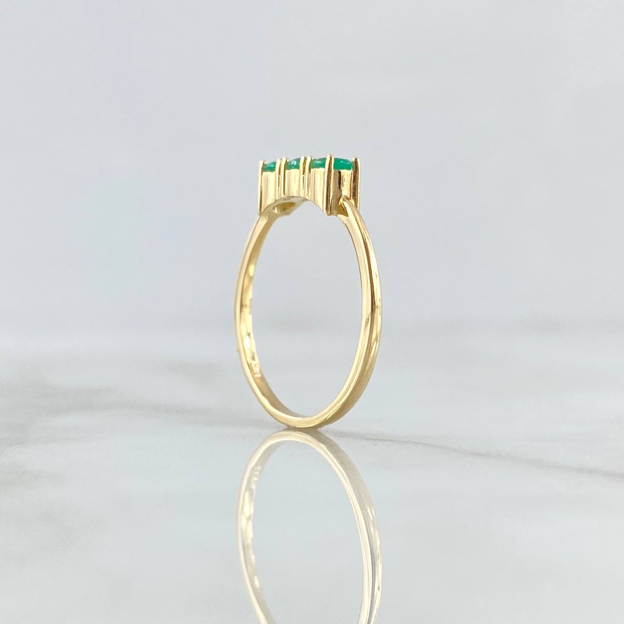 Horizontal Trio Ring 1.85gr / T6 1/2 / 36 pts Emeralds 18K Yellow Gold (Jewel) *
