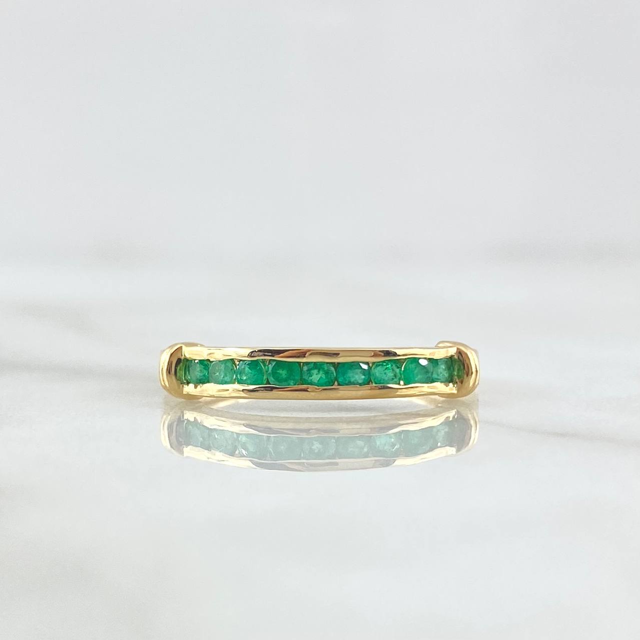 Frame Ring on Rail 1.95gr / T6 1/2 / 27 pts Emeralds 18K Yellow Gold (Jewel) *