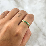 Frame Ring on Rail 1.95gr / T6 1/2 / 27 pts Emeralds 18K Yellow Gold (Jewel) *