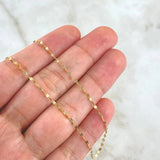 Cadena Flor Espejo Diamantada 0.85g / 16 in / 1.6mm Oro Amarillo 18K