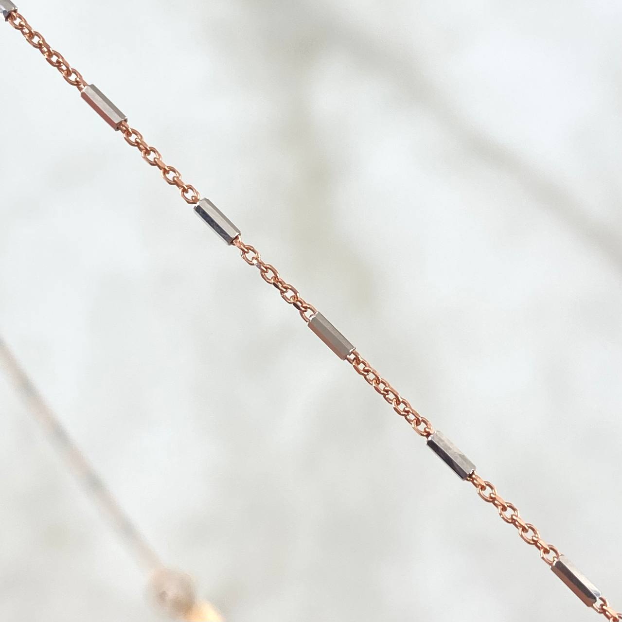 Classic Link Chain Special 2.2gr / 45cm / 1mm Two-tone White and Rose Gold +3 18K