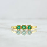 Ring Solitaire Triple Sphere 2.25gr / Size 7 1/2 / Emeralds 27pts 18K Yellow Gold (Jewel)