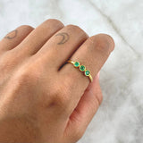 Ring Solitaire Triple Sphere 2.25gr / Size 7 1/2 / Emeralds 27pts 18K Yellow Gold (Jewel)