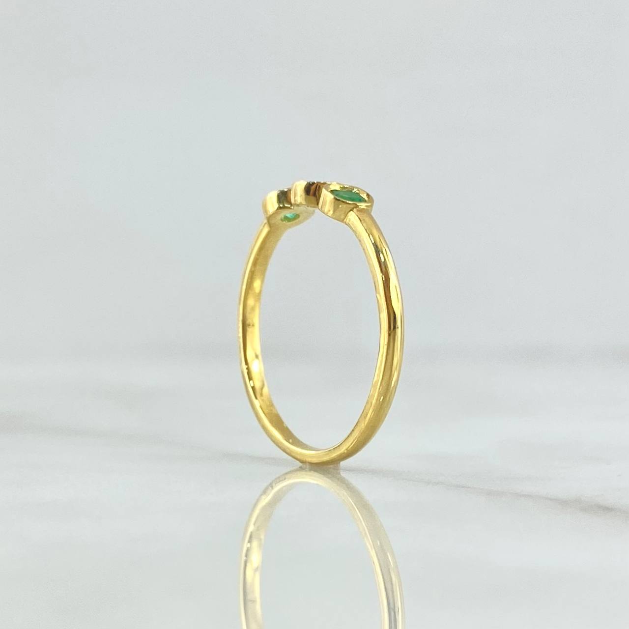 Ring Solitaire Triple Sphere 2.25gr / Size 7 1/2 / Emeralds 27pts 18K Yellow Gold (Jewel)