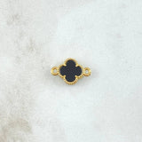 Charm Clover 1gr / 2cm / Black Onyx Speckled 18K Yellow Gold
