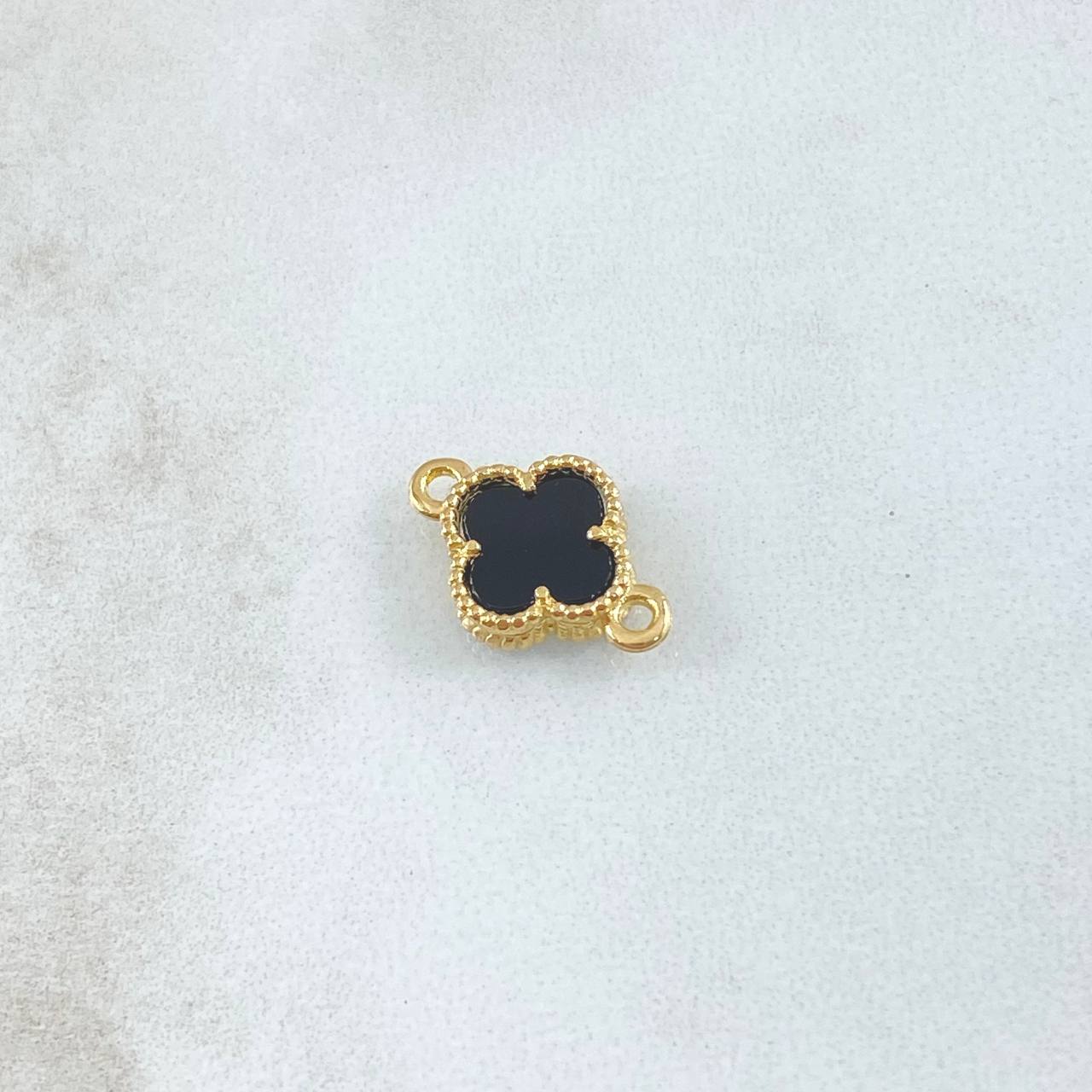 Charm Clover 1gr / 2cm / Black Onyx Speckled 18K Yellow Gold