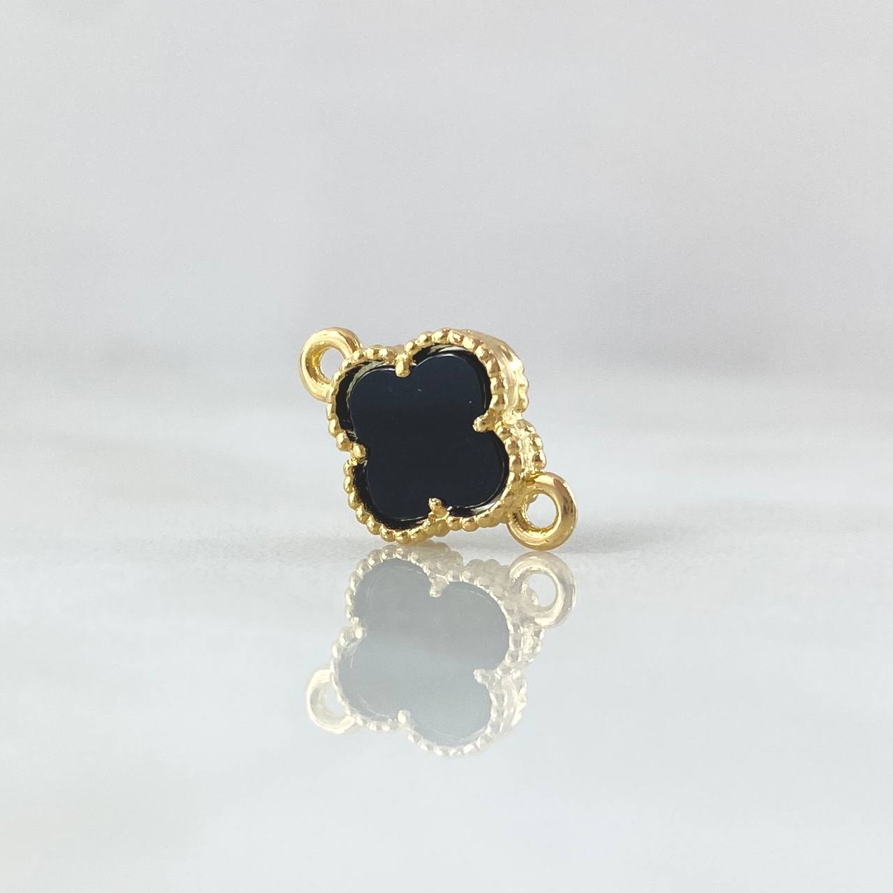 Charm Clover 1gr / 2cm / Black Onyx Speckled 18K Yellow Gold