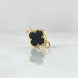Charm Clover VCyA 0.95gr / 2cm / Black Onyx Dotted 18K Yellow Gold