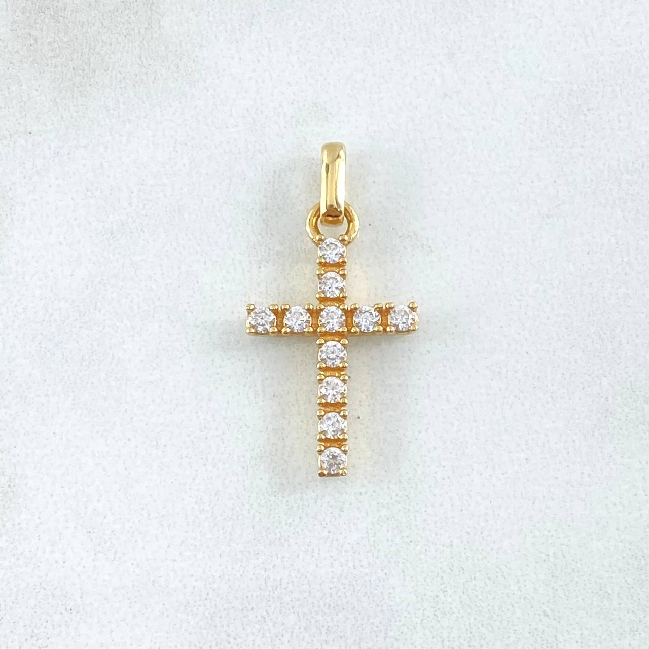 Pendant Cross Tupida 2.25gr / 3.5cm / White Zircons 18K Yellow Gold