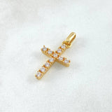Pendant Cross Tupida 2.25gr / 3.5cm / White Zircons 18K Yellow Gold