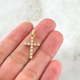 Pendant Cross Tupida 2.25gr / 3.5cm / White Zircons 18K Yellow Gold