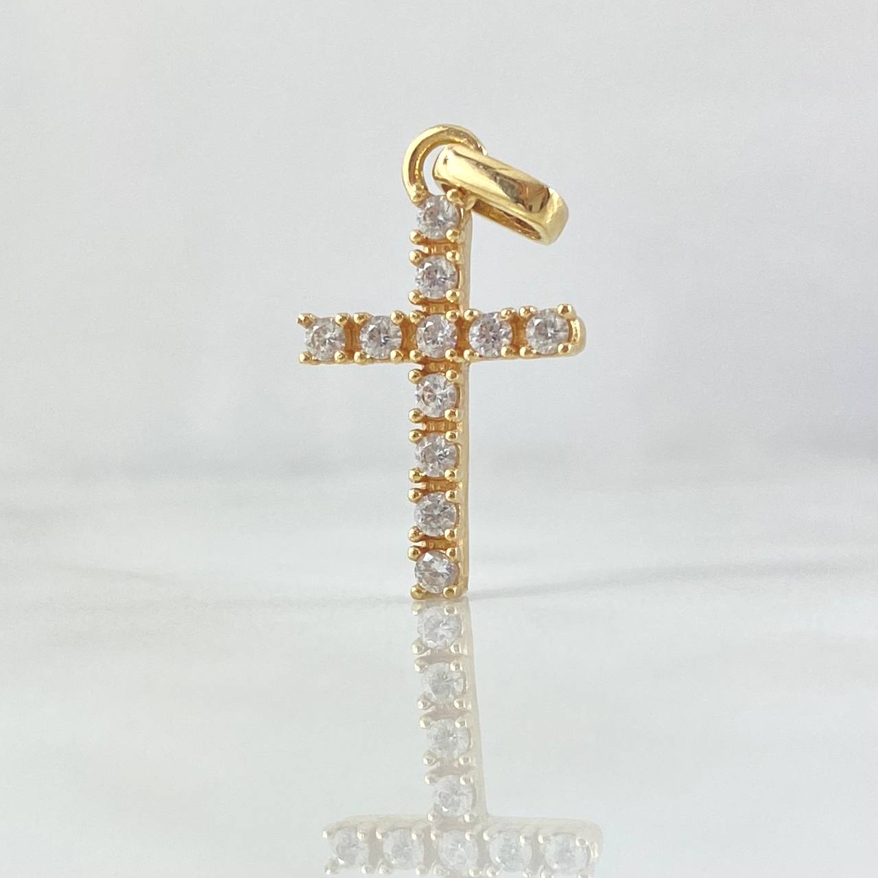 Pendant Cross Tupida 2.25gr / 3.5cm / White Zircons 18K Yellow Gold