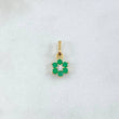 Pendant Flor Nevada 0.8gr / 1.5cm / White and Green Zircons 18K Yellow Gold