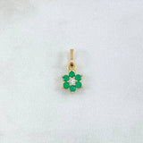 Pendant Flor Nevada 0.8gr / 1.5cm / White and Green Zircons 18K Yellow Gold