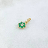 Pendant Flor Nevada 0.8gr / 1.5cm / White and Green Zircons 18K Yellow Gold
