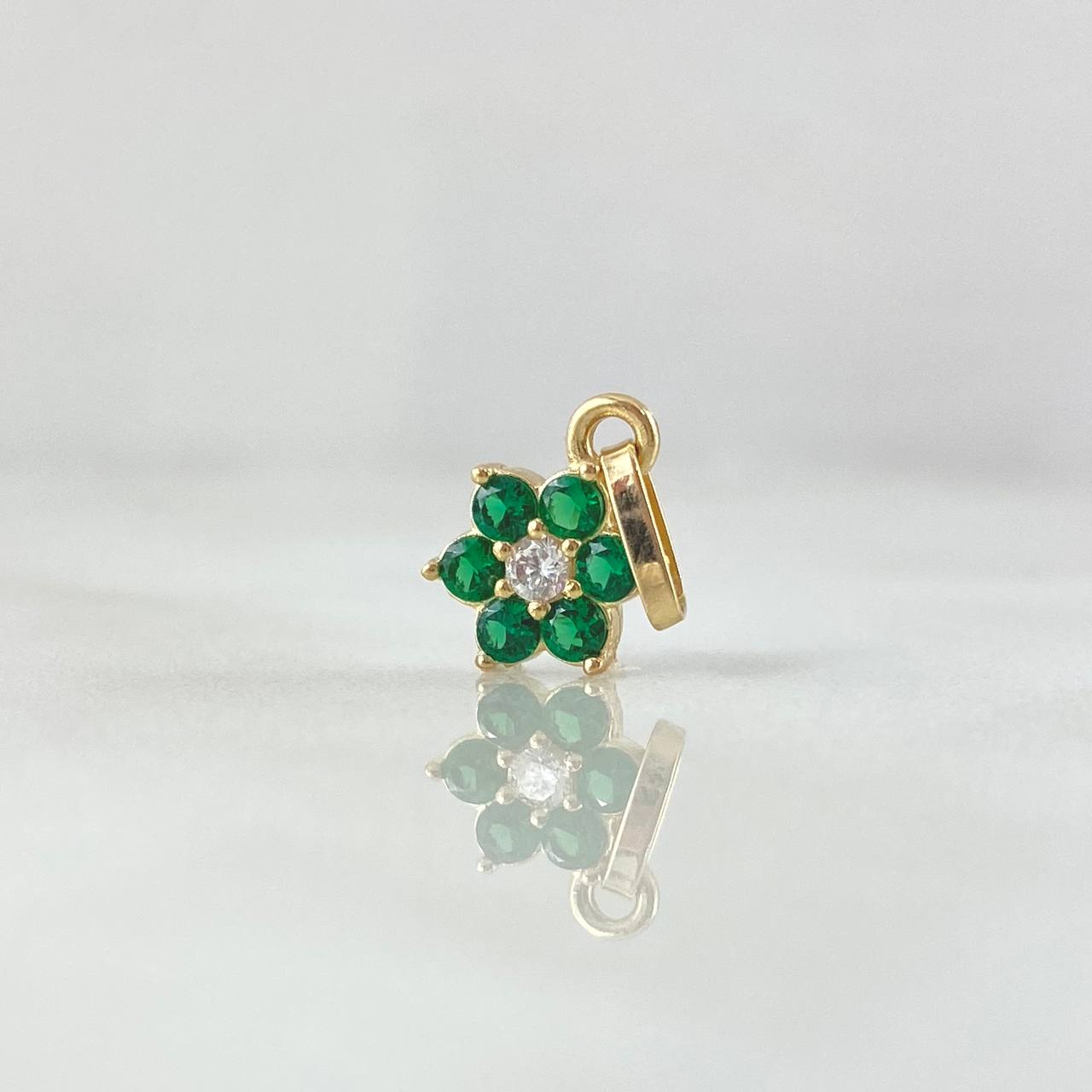 Pendant Flor Nevada 0.8gr / 1.5cm / White and Green Zircons 18K Yellow Gold