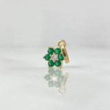 Pendant Flor Nevada 0.8gr / 1.5cm / White and Green Zircons 18K Yellow Gold