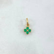 Pendant Four Petal Flower 0.6gr / 1.5cm / Green Zircons 18K Yellow Gold