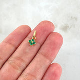 Pendant Four Petal Flower 0.6gr / 1.5cm / Green Zircons 18K Yellow Gold