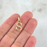 Pendant Letter S 1.25gr / 2cm / White Zircons 18K Yellow Gold
