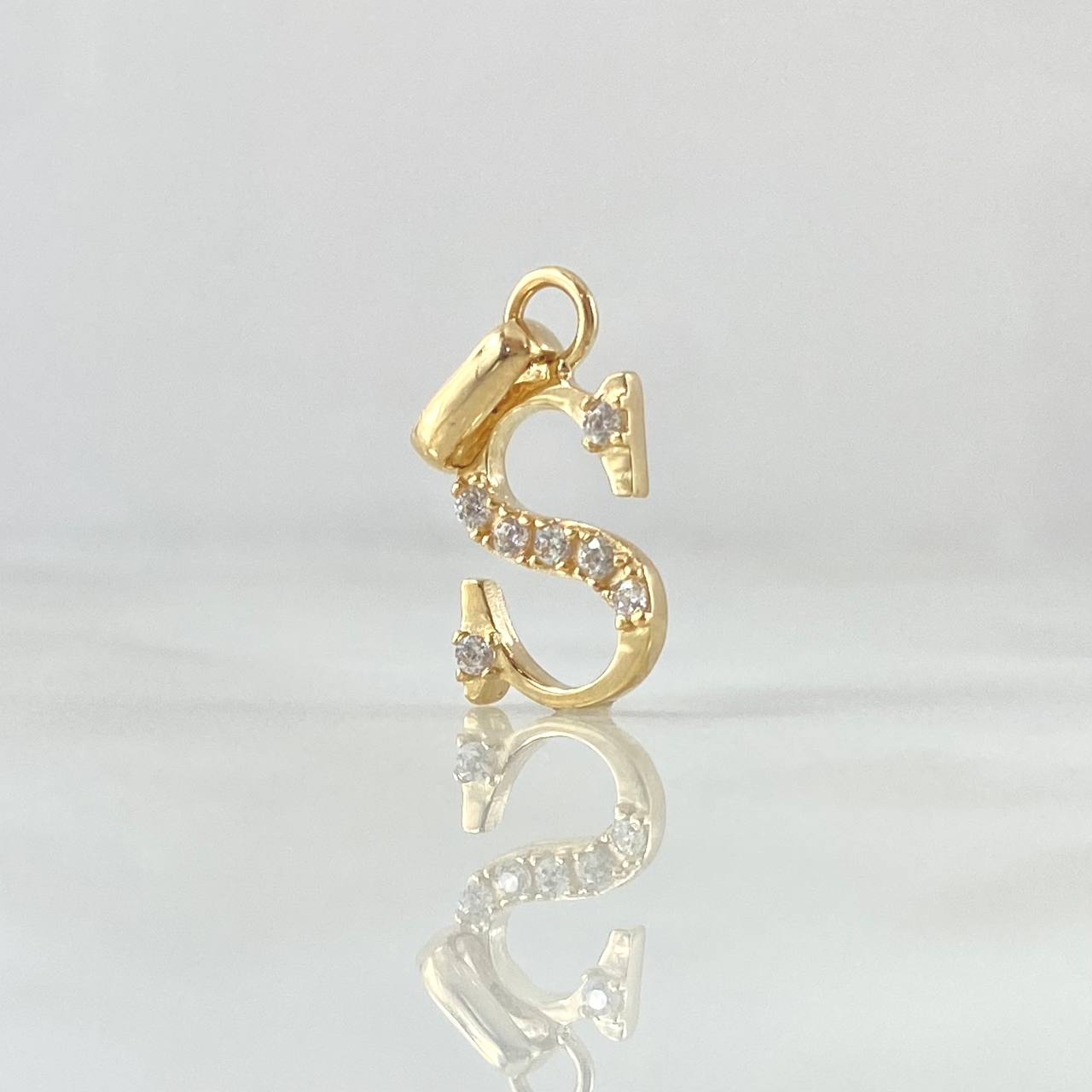Pendant Letter S 1.25gr / 2cm / White Zircons 18K Yellow Gold