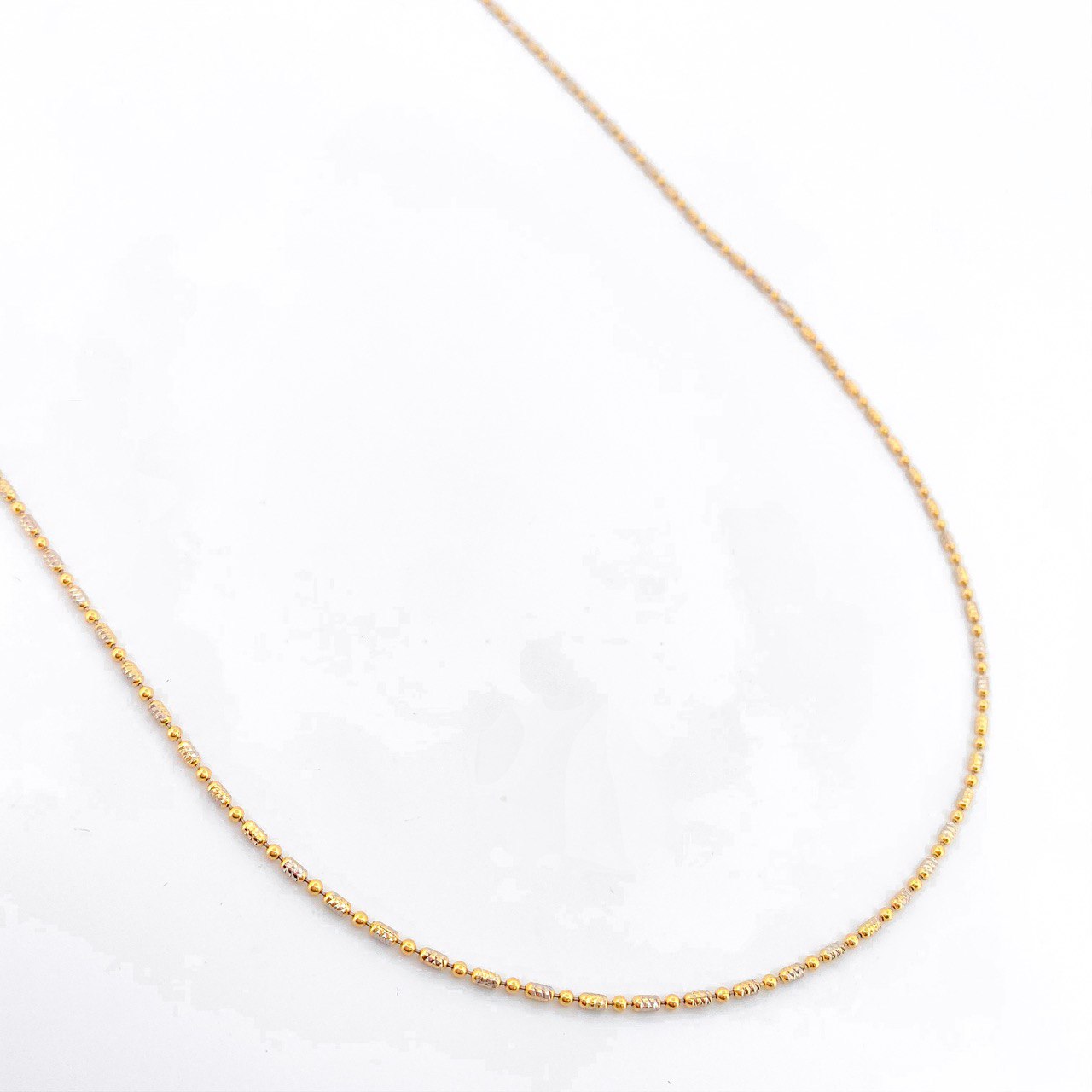 Cadena Morse 5gr / 49.5cm / 1.4mm Diamatada Dos Oros Amarillo Blanco +3 18K &