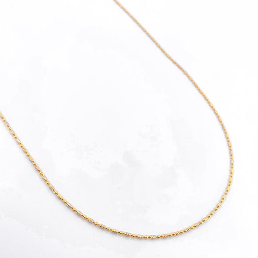 Cadena Morse 5gr / 49.5cm / 1.4mm Diamatada Dos Oros Amarillo Blanco +3 18K &