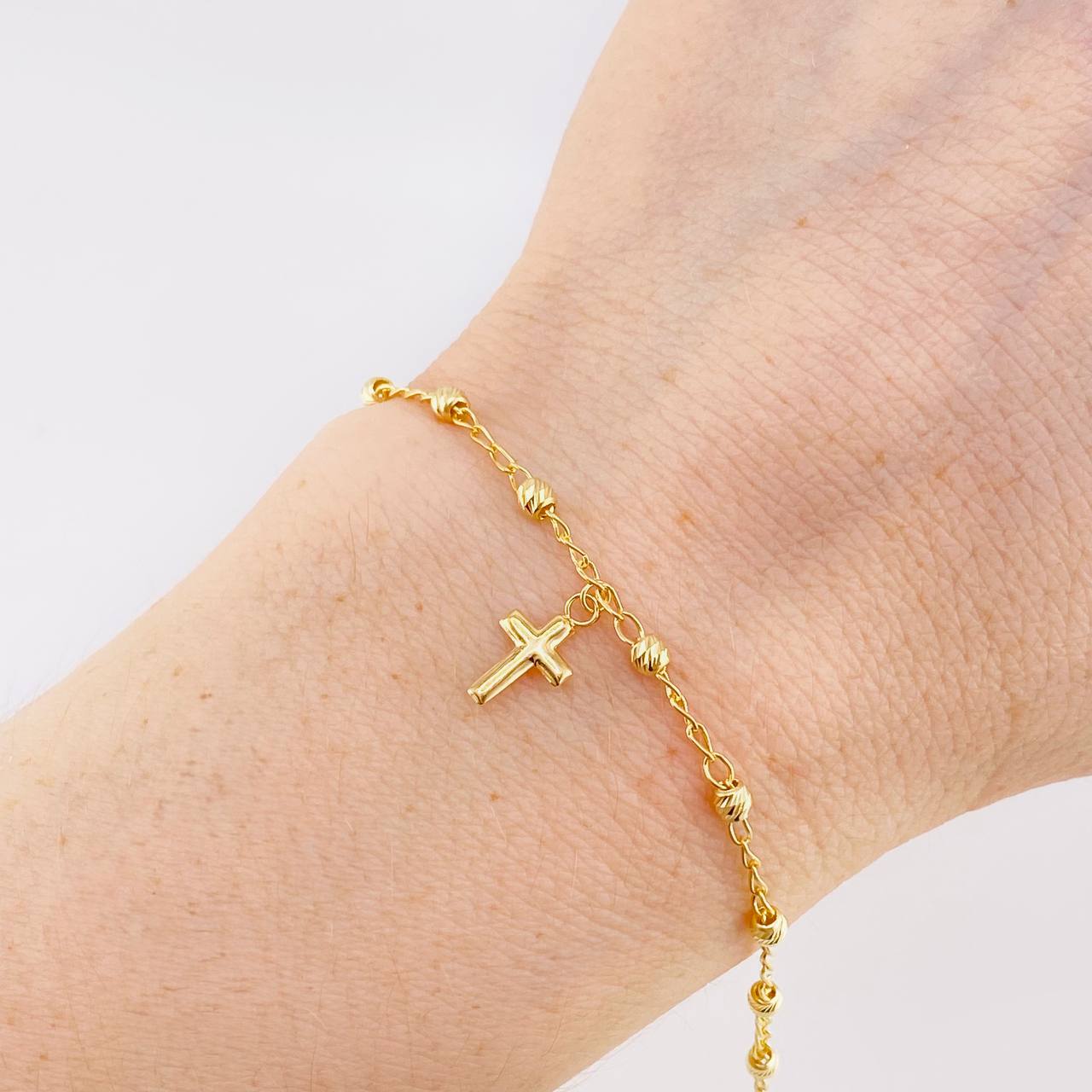 Bracelet Military Type Pendant Cross 2.05g / 7 1/2 in / 3.05mm Yellow Gold 18K